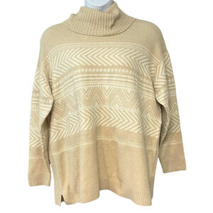 Denim & Co Signature Sz 1X Tunic Sweater Jacquard New Stone Neutral Tan A696705